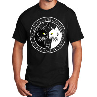 Black Cat Witch Wicca Crescent Moon Norse Rune Pag Basic T-shirt | Artistshot