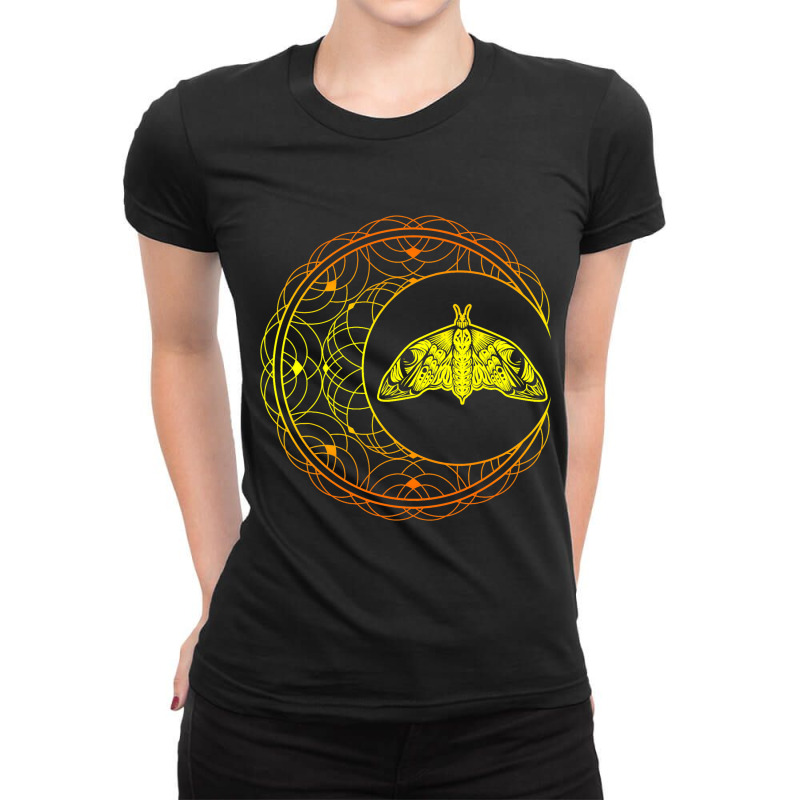 Artsy Luna Stargazer Occult Astrology Moth Crescen Ladies Fitted T-Shirt by MICHAELPHILBECK | Artistshot