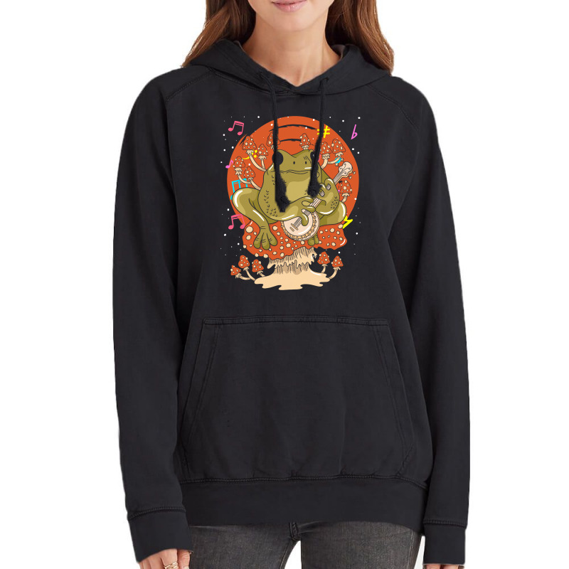 Animal Mushroom Frog Banjo Player Bluegrass Folk M Vintage Hoodie | Artistshot