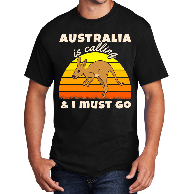 Australia Is Calling Kangaroo Backpacker Travel Basic T-shirt | Artistshot