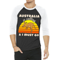 Australia Is Calling Kangaroo Backpacker Travel 3/4 Sleeve Shirt | Artistshot