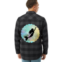 Black Mermaid Silhouette On Rainbow Scales Flannel Shirt | Artistshot