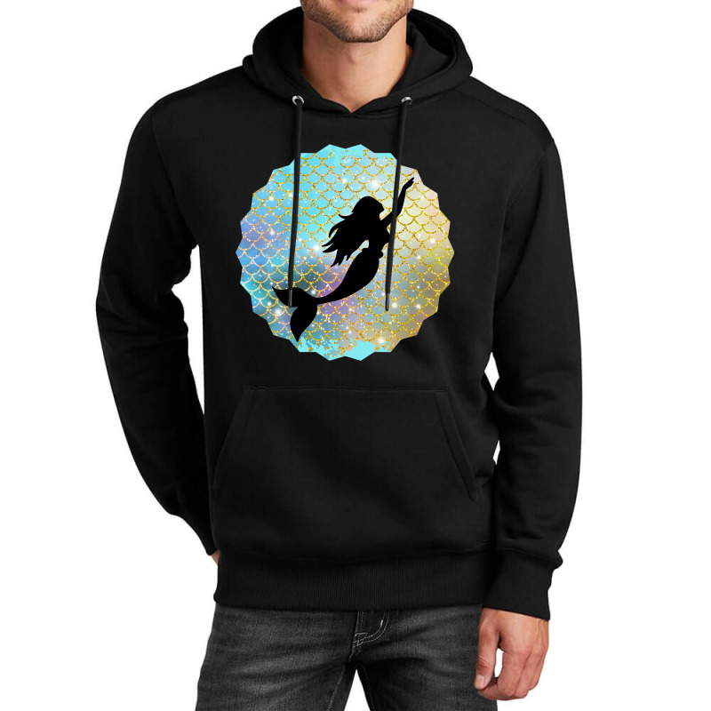 Black Mermaid Silhouette On Rainbow Scales Unisex Hoodie | Artistshot