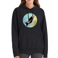 Black Mermaid Silhouette On Rainbow Scales Vintage Hoodie | Artistshot