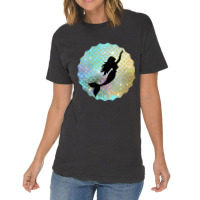 Black Mermaid Silhouette On Rainbow Scales Vintage T-shirt | Artistshot