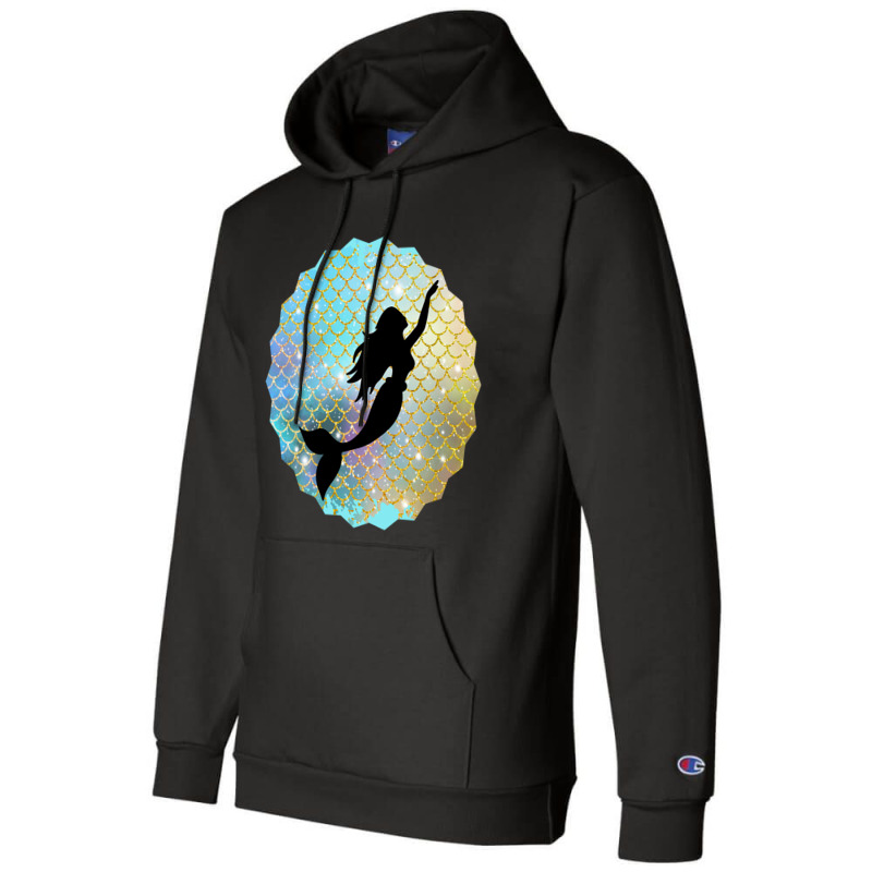 Black Mermaid Silhouette On Rainbow Scales Champion Hoodie | Artistshot