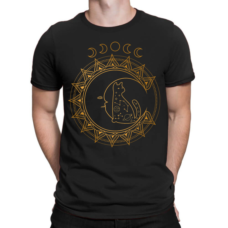 Celestial Body Pagan Occult Cat Wiccan Animal Cres T-shirt | Artistshot