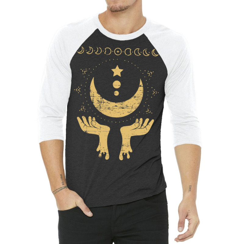 Celestial Body Stargazer Luna Occult Pagan Crescen 3/4 Sleeve Shirt by SweetCurl | Artistshot