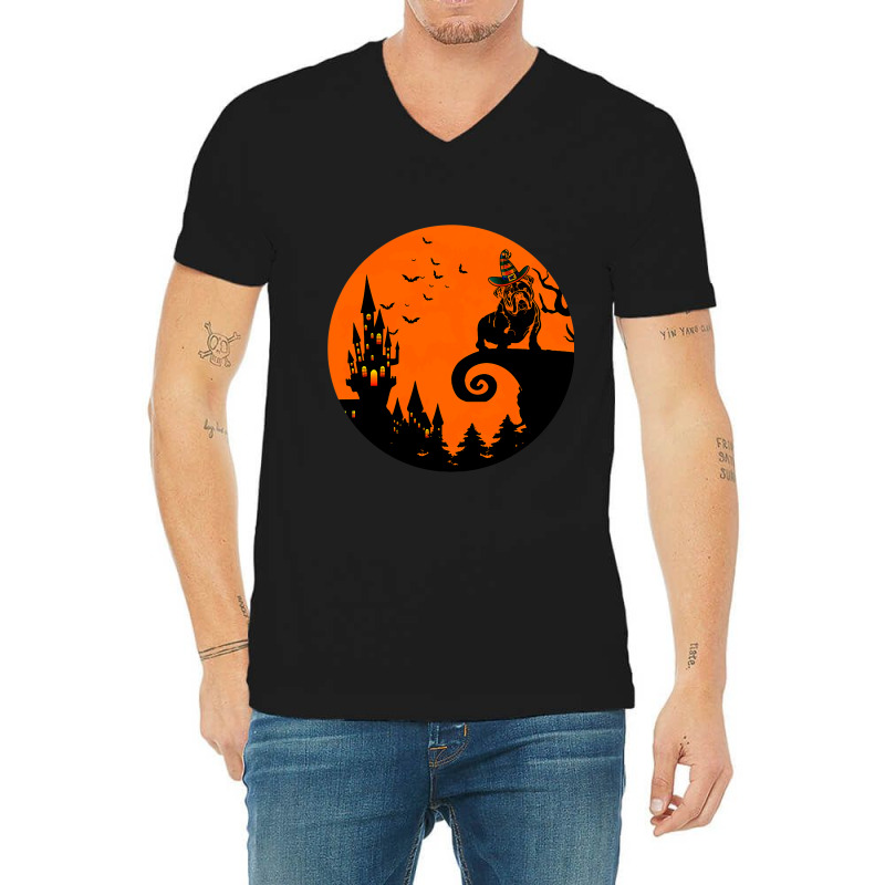 Bulldog Moon Halloween Costume Scary For Adults Do V-neck Tee | Artistshot