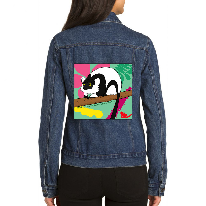 Blackandwhite Ruffed Lemur Ladies Denim Jacket by Enjoyby | Artistshot