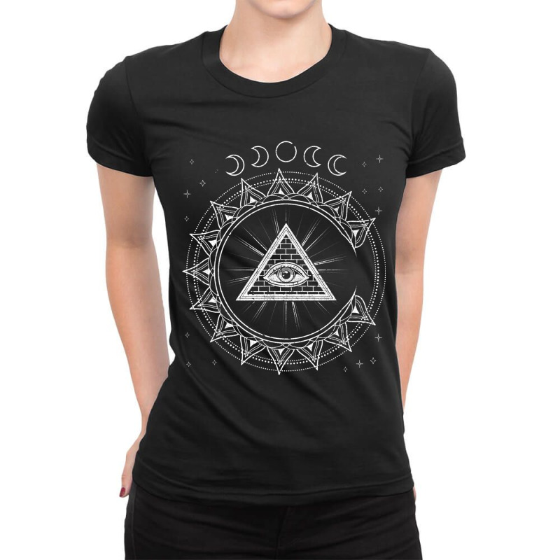 Blackcraft Moon Phases Pagan Gothic Occult All See Ladies Fitted T-Shirt by Vibrantora | Artistshot