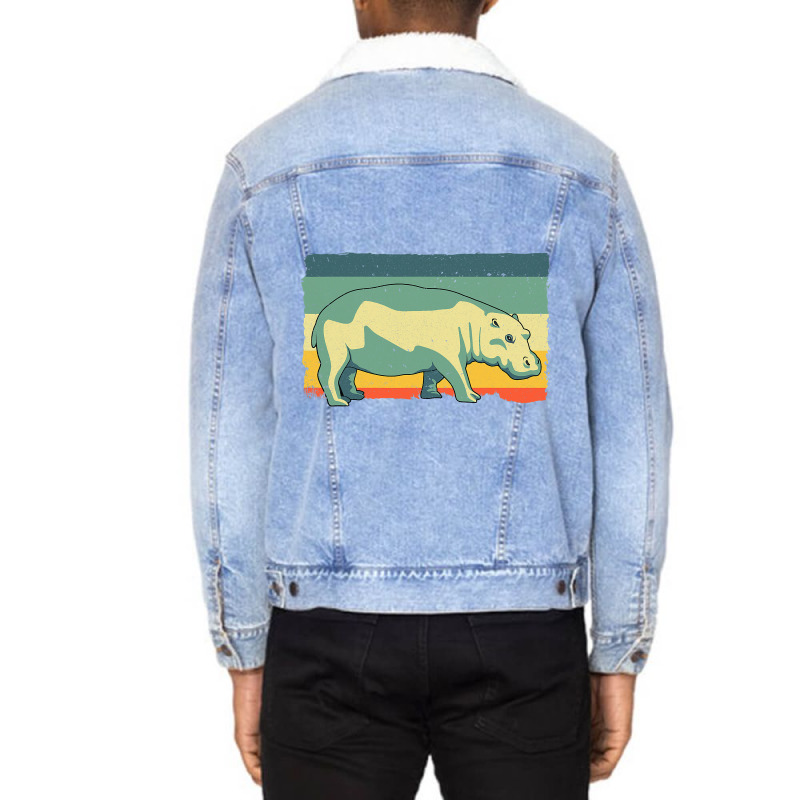 Funny Hippopotamus Design For Men Women Kids Hippo Unisex Sherpa-lined Denim Jacket | Artistshot