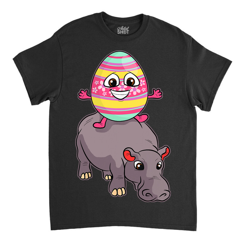 Easter Egg Riding Hippo Easter Day Cute Hippopotam Classic T-shirt | Artistshot