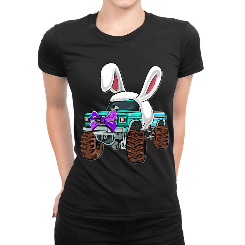 Easter Eggs Hunter Bunny Tractor Happy Easter Day Ladies Fitted T-shirt | Artistshot