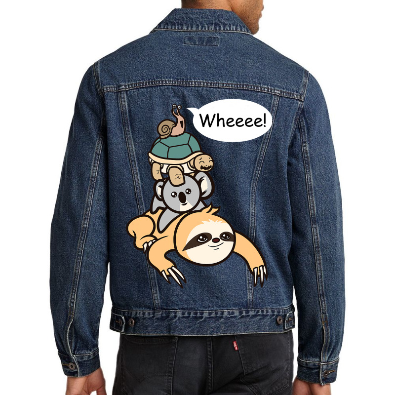 Funny Slow Moving Sloth Turtle Koala Snail Family  Men Denim Jacket by GittyBeaulieu | Artistshot