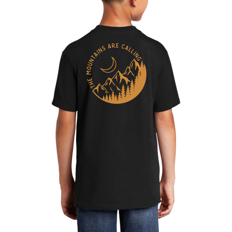 The Mountains Are Calling - Golden Version Basic Youth T-shirt by Sommerseth Art | Artistshot