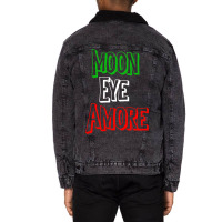 Funny Amore Italian Flag Colors Moon Novelty Unisex Sherpa-lined Denim Jacket | Artistshot