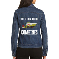 Farming Combine Harvester Driver Agriculture Tract Ladies Denim Jacket | Artistshot