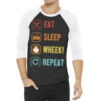 Eat Sleep Wheek Repeat Cavy Caviidae Long Hair Gui 3/4 Sleeve Shirt | Artistshot