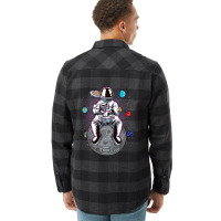 Funny Astronaut Sitting On The Moon Solar System S Flannel Shirt | Artistshot