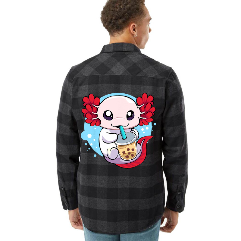 Funny Axolotl Salamander Aquatic Boba Kawaii Aesth Flannel Shirt | Artistshot