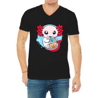 Funny Axolotl Salamander Aquatic Boba Kawaii Aesth V-neck Tee | Artistshot