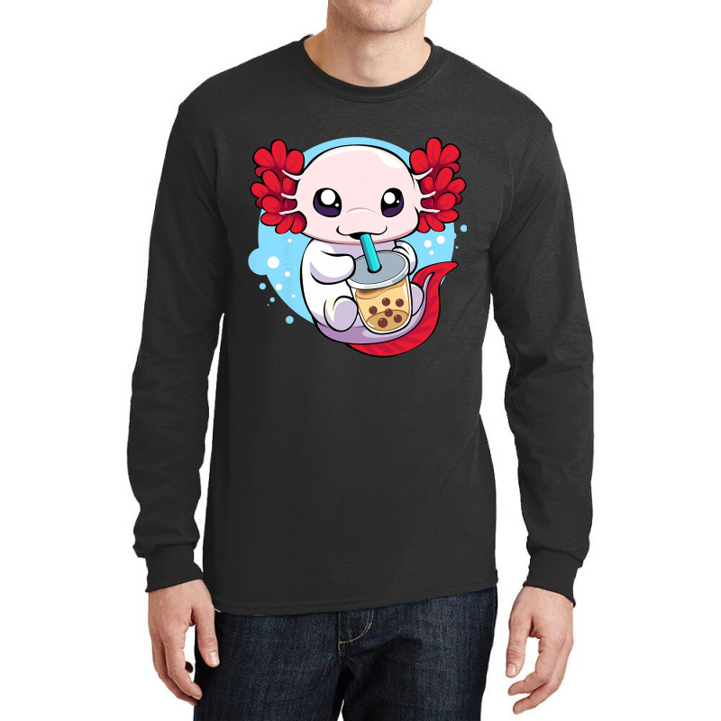 Funny Axolotl Salamander Aquatic Boba Kawaii Aesth Long Sleeve Shirts | Artistshot