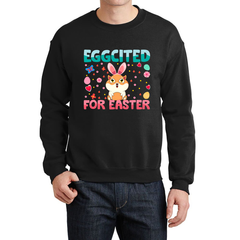 Eggcited For Easter Bunny Guinea Pig Rabbit Funny  Crewneck Sweatshirt | Artistshot