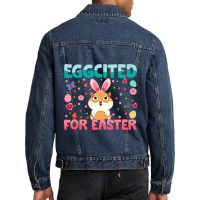 Eggcited For Easter Bunny Guinea Pig Rabbit Funny  Men Denim Jacket | Artistshot