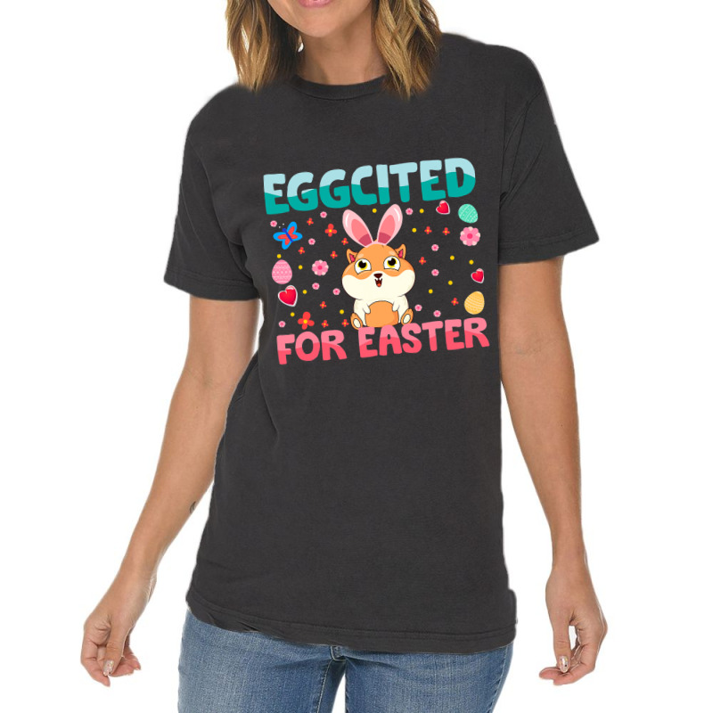 Eggcited For Easter Bunny Guinea Pig Rabbit Funny  Vintage T-shirt | Artistshot