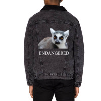 Endangered Animal Species Ringtailed Lemur Endange Unisex Sherpa-lined Denim Jacket | Artistshot