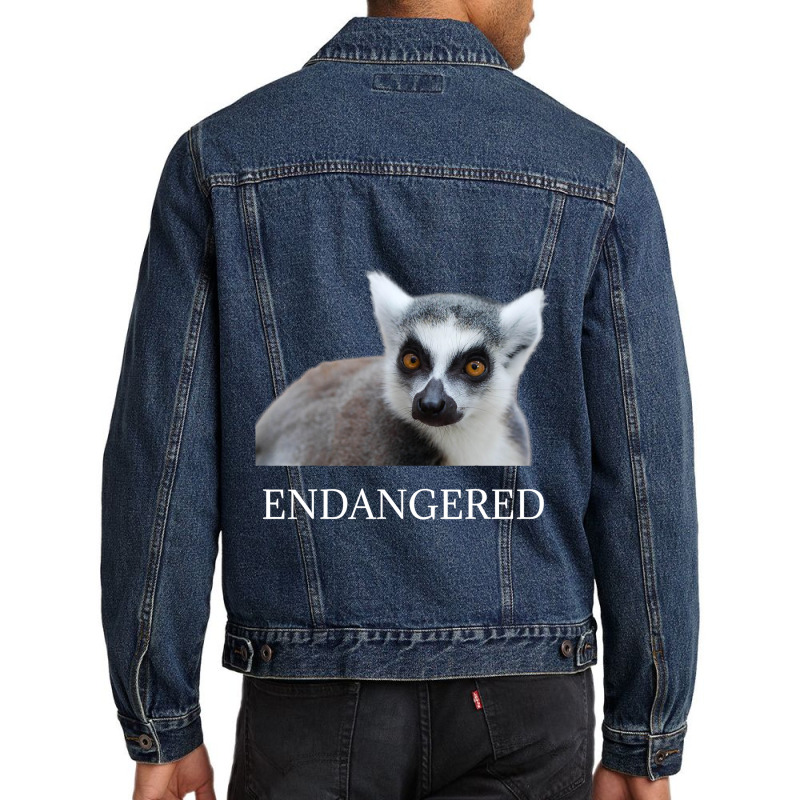 Endangered Animal Species Ringtailed Lemur Endange Men Denim Jacket | Artistshot