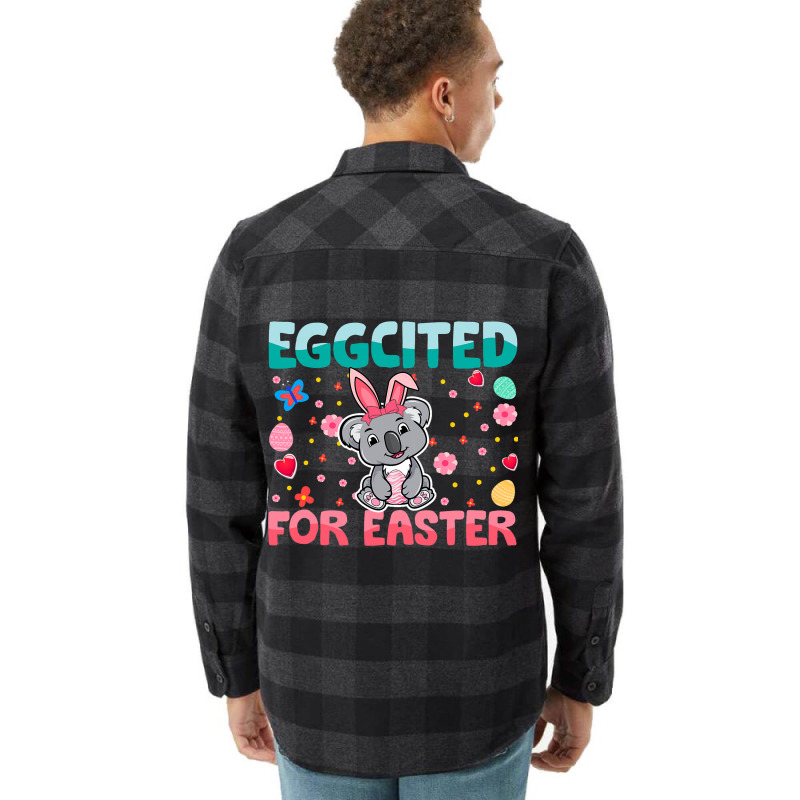 Eggcited For Easter Bunny Koala Rabbit Funny Kids Flannel Shirt | Artistshot