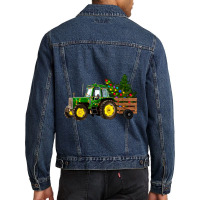 Farm Tractor Christmas Lights Christmas Tree Famil Men Denim Jacket | Artistshot