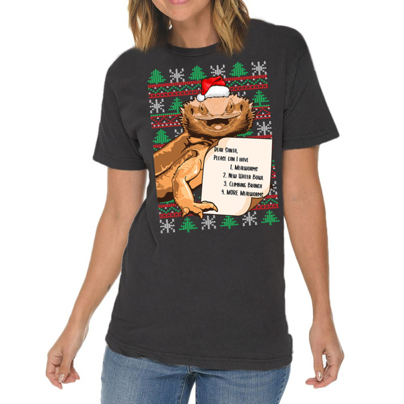 Funny Bearded Dragon Christmas Shirt Reptile Lover Vintage T-shirt | Artistshot