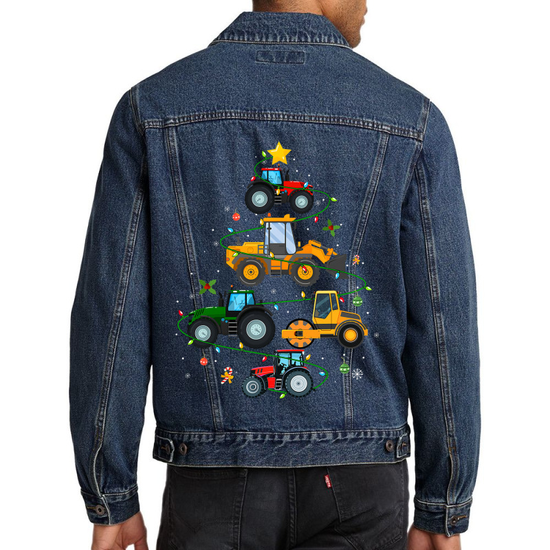 Farm Tractor Christmas Tree Farming Boys Girls Tod Men Denim Jacket | Artistshot