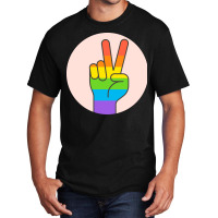 Two Fingers Rainbow Basic T-shirt | Artistshot