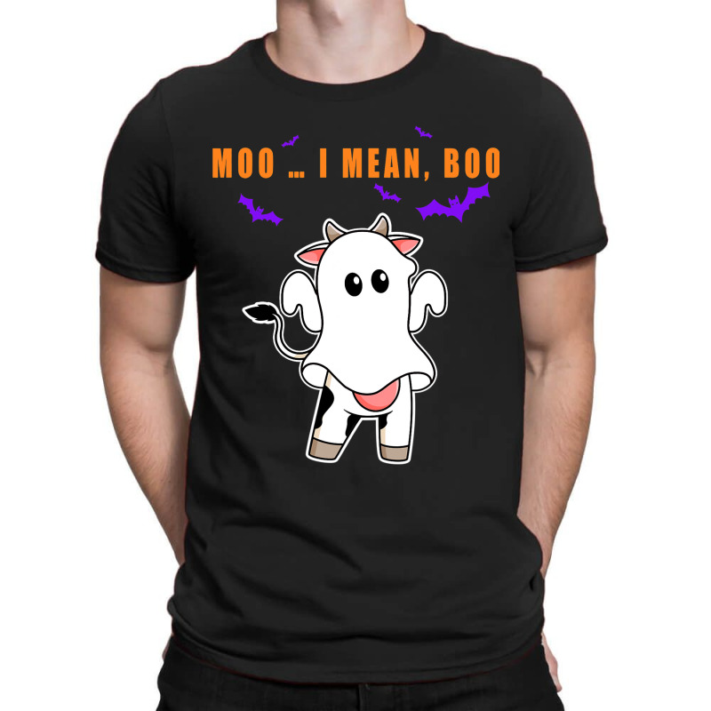 Ghost Cow Moo I Mean Boo Pumpkin Moon Halloween 1 T-shirt | Artistshot