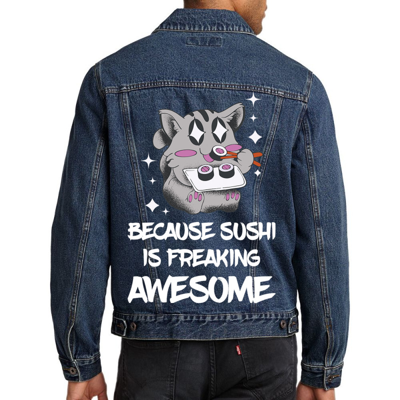 Freaking Awesome Sushi Lover Lemur Asian Food Japa Men Denim Jacket | Artistshot