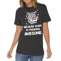 Freaking Awesome Sushi Lover Lemur Asian Food Japa Vintage T-shirt | Artistshot