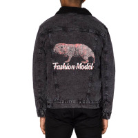 Fashion Model Naked Mole Rat Funny Unisex Sherpa-lined Denim Jacket | Artistshot