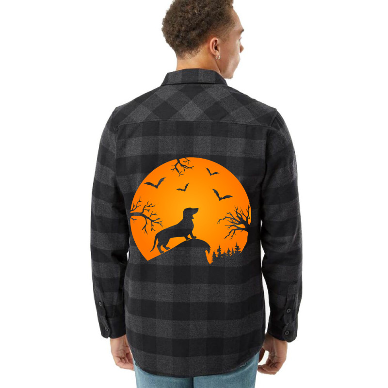 Funny Weiner Dog In The Moon Dachshund And Hallowe Flannel Shirt | Artistshot