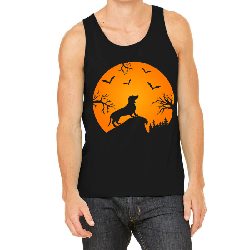 Funny Weiner Dog In The Moon Dachshund And Hallowe Tank Top | Artistshot