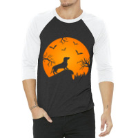 Funny Weiner Dog In The Moon Dachshund And Hallowe 3/4 Sleeve Shirt | Artistshot