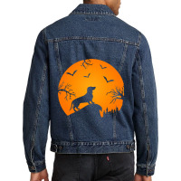 Funny Weiner Dog In The Moon Dachshund And Hallowe Men Denim Jacket | Artistshot