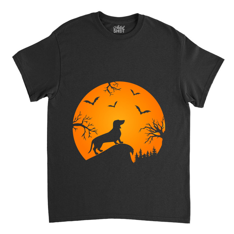 Funny Weiner Dog In The Moon Dachshund And Hallowe Classic T-shirt | Artistshot