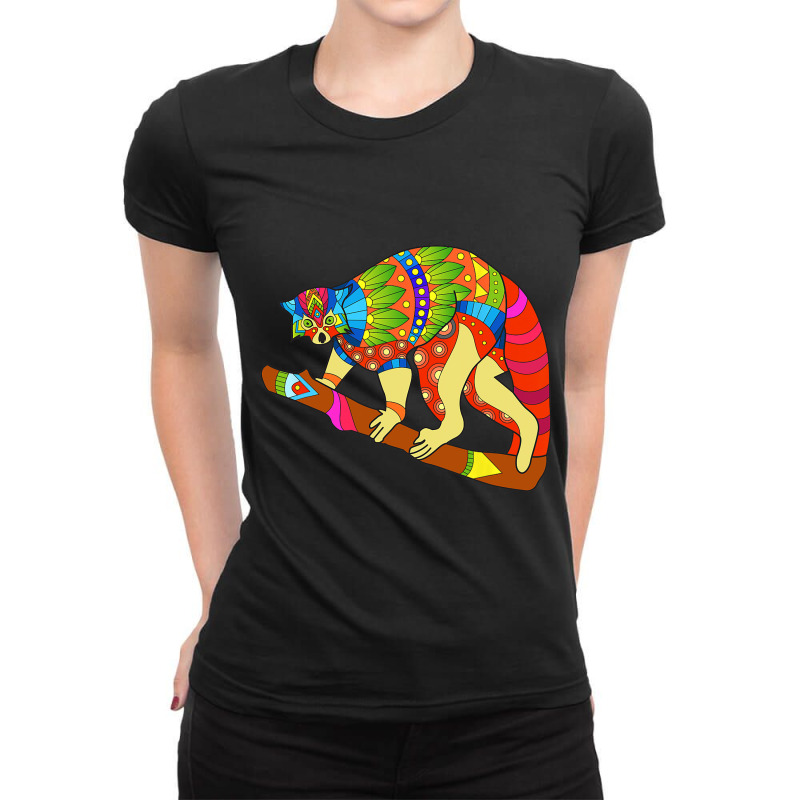 Ethnic Lemur Boho Mandala Yoga Lover Men Women Ladies Fitted T-Shirt by BRANDONROBERSON | Artistshot