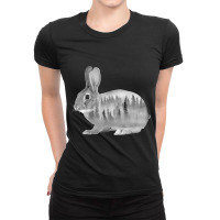 European Hare Silhouette Rabbit Forest Nature Desi Ladies Fitted T-shirt | Artistshot