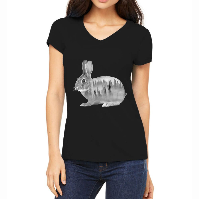 European Hare Silhouette Rabbit Forest Nature Desi Women's V-Neck T-Shirt by TONYGYARMATI | Artistshot