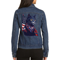 Pawsome Patriot Cat Strikes Again Ladies Denim Jacket | Artistshot